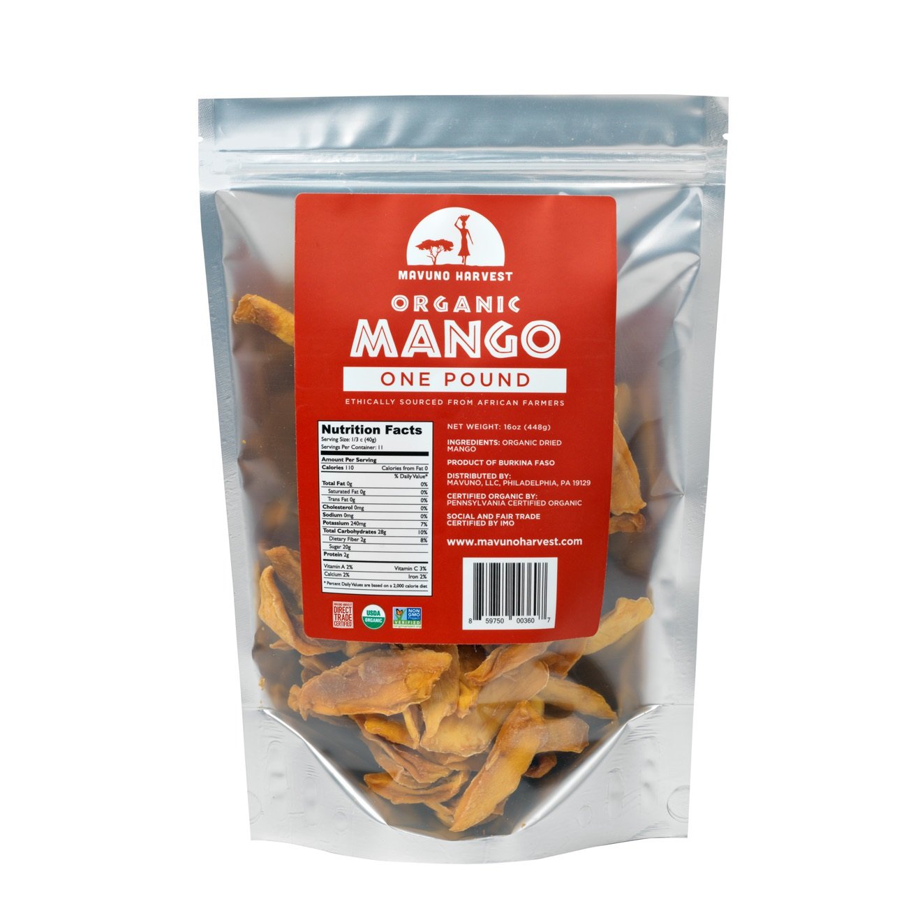 Mavuno Harvest Direct Trade Organic Dried Fruit Mango 1 Pound Mango  | amzdealz