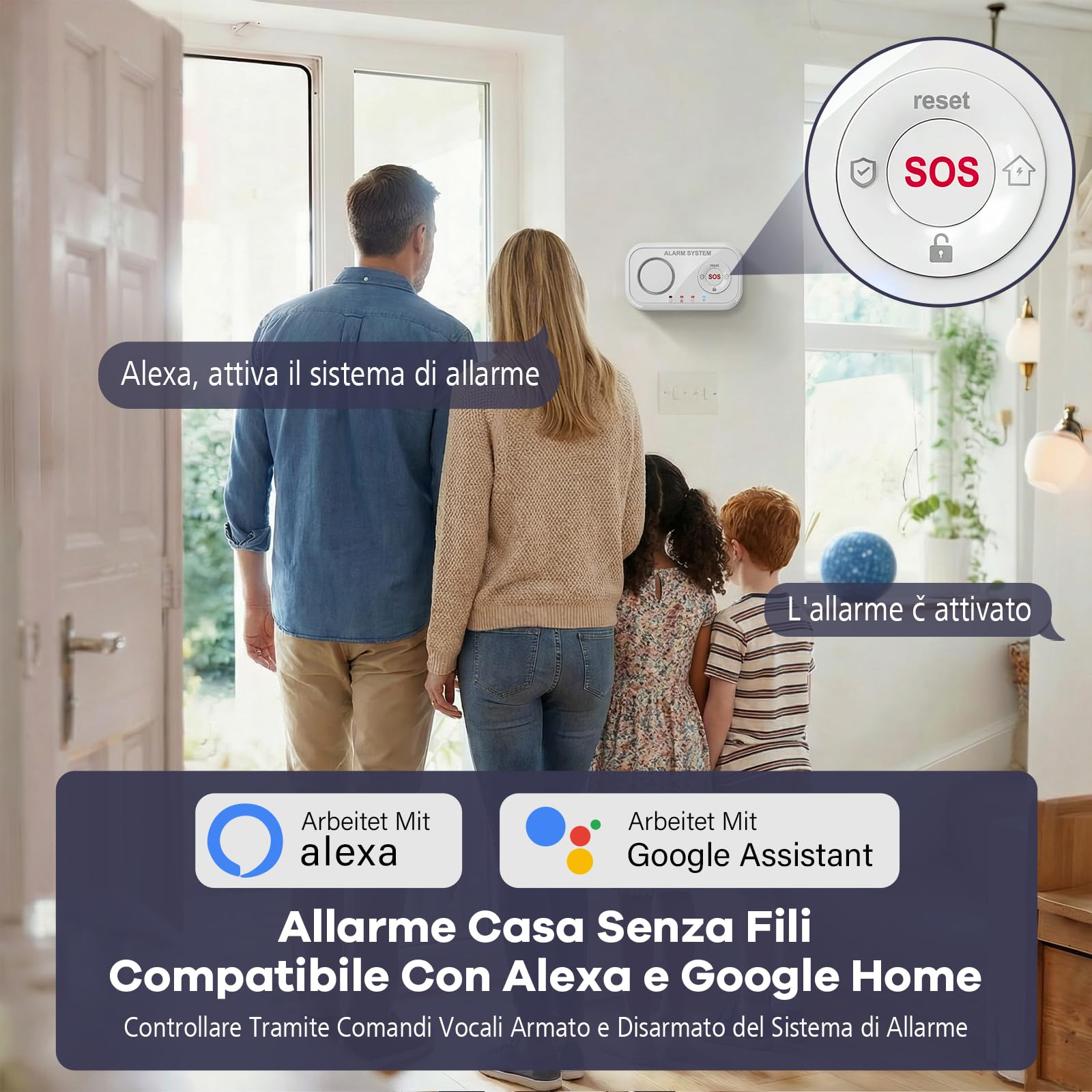 YISEELE Allarme Casa Senza Fili: Antifurto casa con Centrale 120dB e Controllo APP Gratuita - Proteggi famiglia e beni dagli intrusi in tua assenza - Salvavita Anziani – Compatibile Alexa & Google