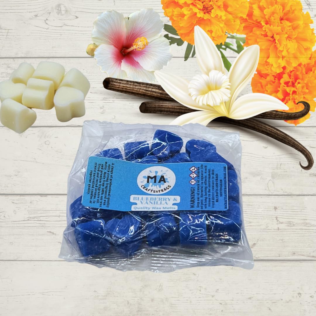 20 x Highly Scented Wax Melts Mini Hearts Handmade, Cruelty Free, Vegan Many fragrances (Blueberry & Vanilla)