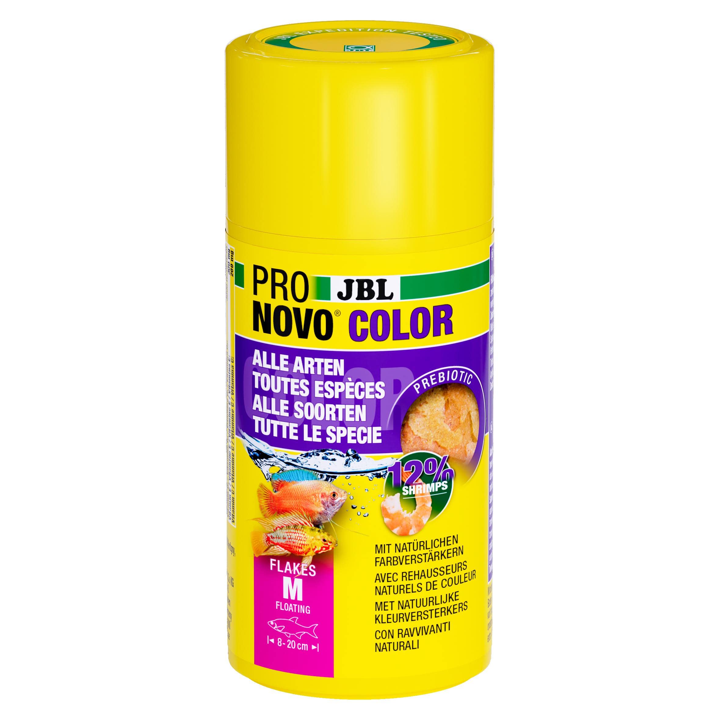 JBL Pronovo Color Flakes - Copos de Comida para Todos los Peces de Acuario de 8 a 20 cm, tamaño M, 100 ml