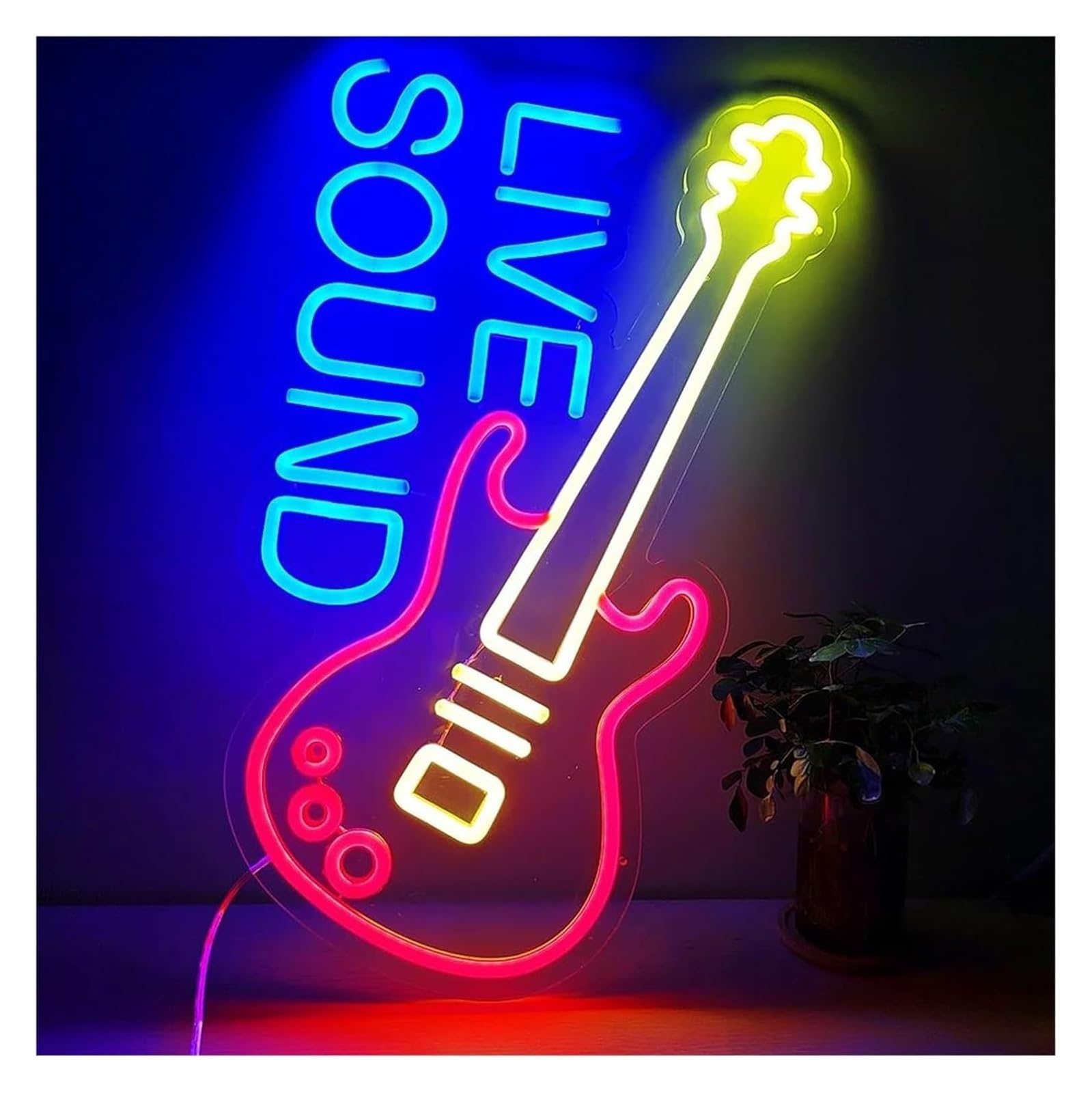 Lampada al neon rilassante per chitarra, alimentata da suono dal per vivo, luci a forma di lettera