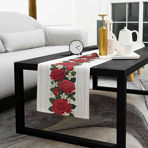 Miniatura 5 de Camino de mesa para el día de San Valentín de 90 pulgadas de largo, camino de mesa de arpillera para el día de San Valentín, camino de decoración de