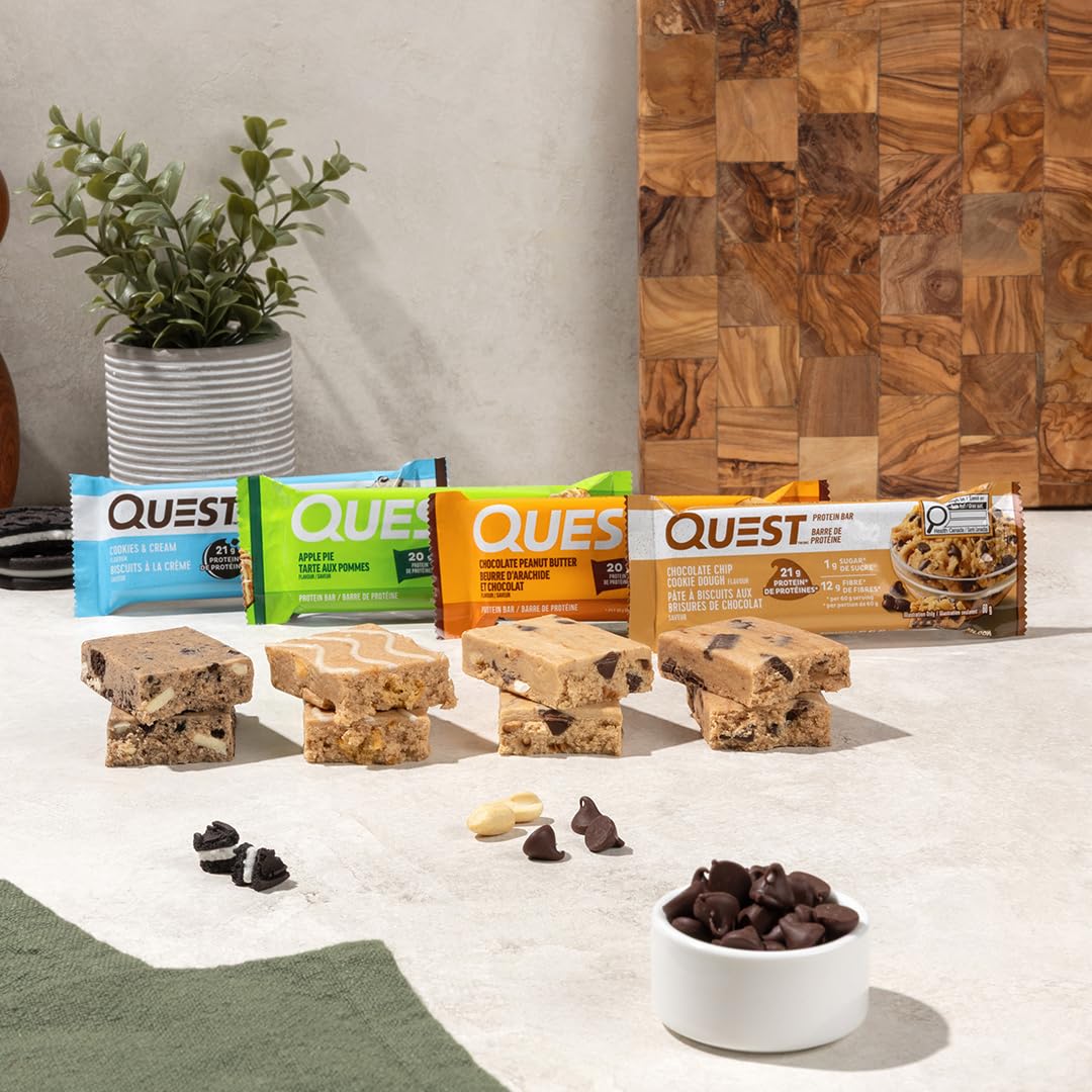 Quest Nutrition Double Chocolate Chunk Protein Bar, High Protein, High Fibre, Low Sugar, Keto Friendly, 20g Protein, 1g Sugar, 4ct - 5