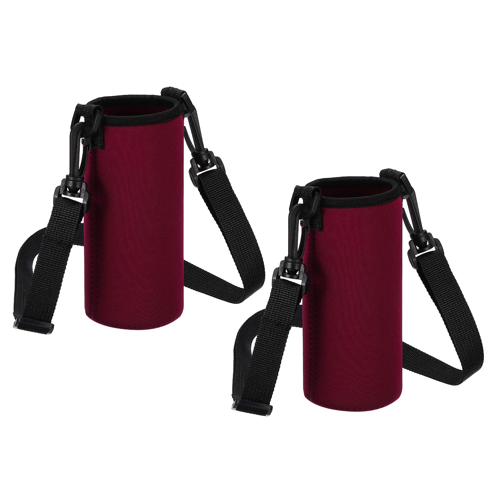 PATIKIL 65mmx155mm Water Bottle Sling Bag, 2 Pack Neoprene Portable Insulated Bottle Holder Carrier with Adjustable Shoulder Strap, Wine Red โ image 1
