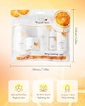 Ensemble de soins pour la peau alléchante en vitamine C,5 in1 Mini Kit de taille de voyage avec toner de crème de sérum Lotion plus propre, Hydratant et hydratant,Brighten Skin Travel Essentials,Cadeaux de soin de Noël pour les femmes