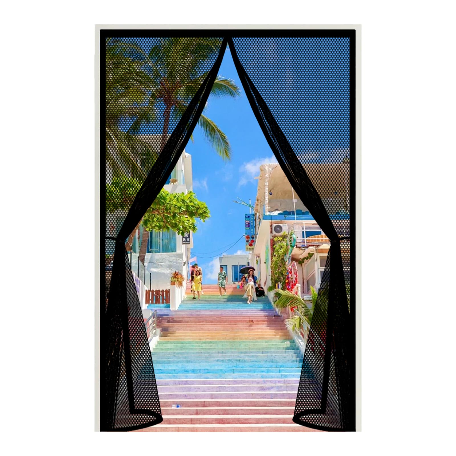 Magnetic Screen Door 230 x 160 cm Keep Bugs Out, Full Frame Magic Tape, Powerful Magnets, Self Sealing, No Drill Installation, Fly Insect Screen Door for Balcony Bedroom Doors, Black