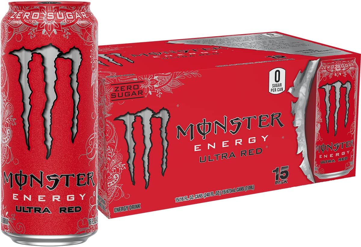 Energy Ultra Red, Sugar Free Energy Drink, 16 Ounce (Pack of 15)