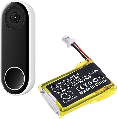 Miniatura 6 de Cameron Sino - Batería de repuesto de 280 mAh para Nest C1241290, Hello, NC5100US, Vido Doorbell con cable