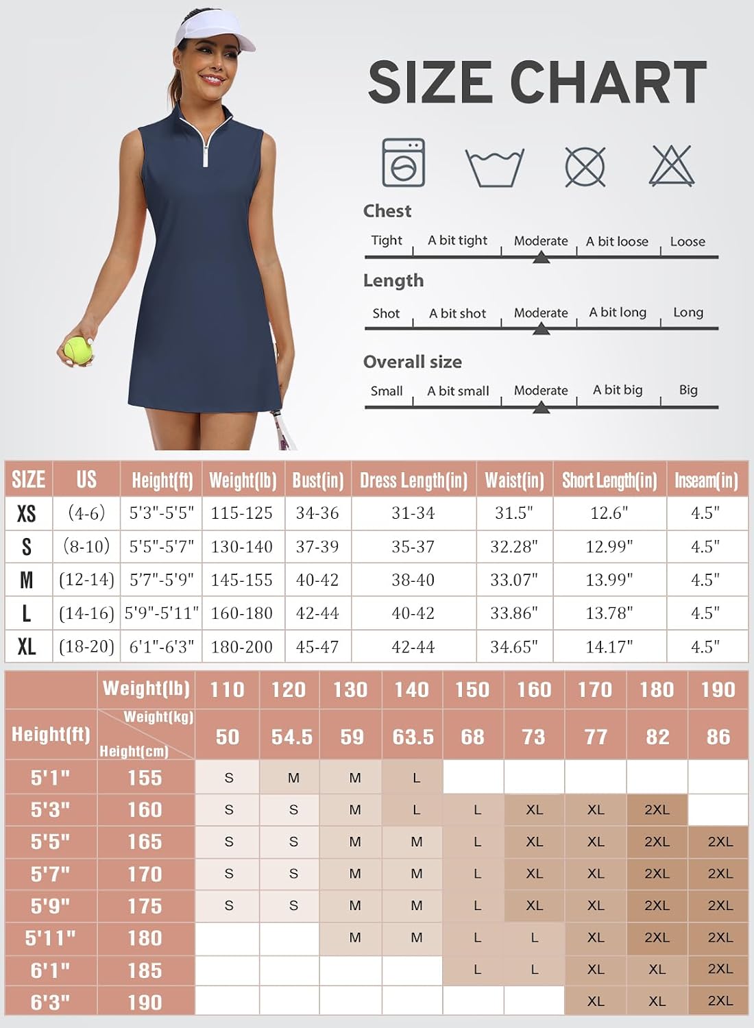 Hiverlay Women's Tennis Dress with Built-in Shorts & Pockets Half Zip Golf Athletic Dress for Workout & Casual Summer Wear