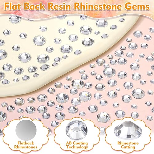 Miniatura 4 de B-7000 Pegamento con 14000 diamantes de imitación artesanales para ropa, diamantes de imitación plateados de resina con parte trasera plana, kit de