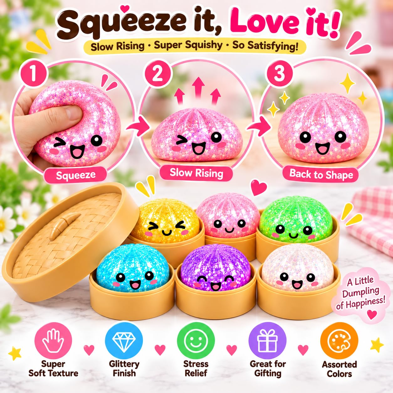 Dumpling Squishy Toy - Stress Relief & Fidget Fun -4