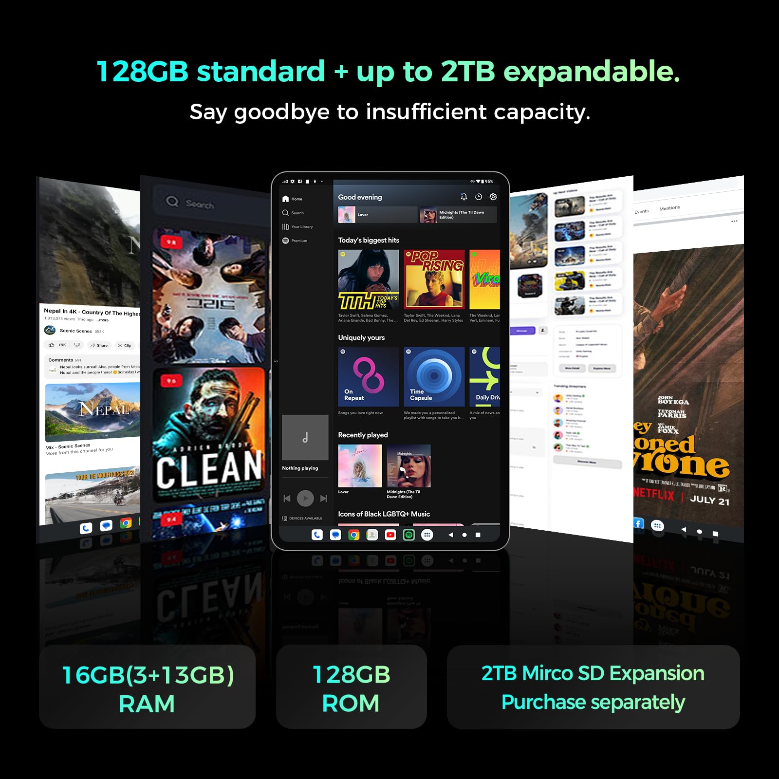 TECLAST P50T Tablet 11" Android 16, Tablet con Teclado, 8000mAh,128GB, GPS | Gemini AI, 90Hz Tablet con Ratón y Funda, 16GB RAM + 128GB ROM + TF 5TB, Octa-Core, Widevine L1, 5G WiFi, OTG