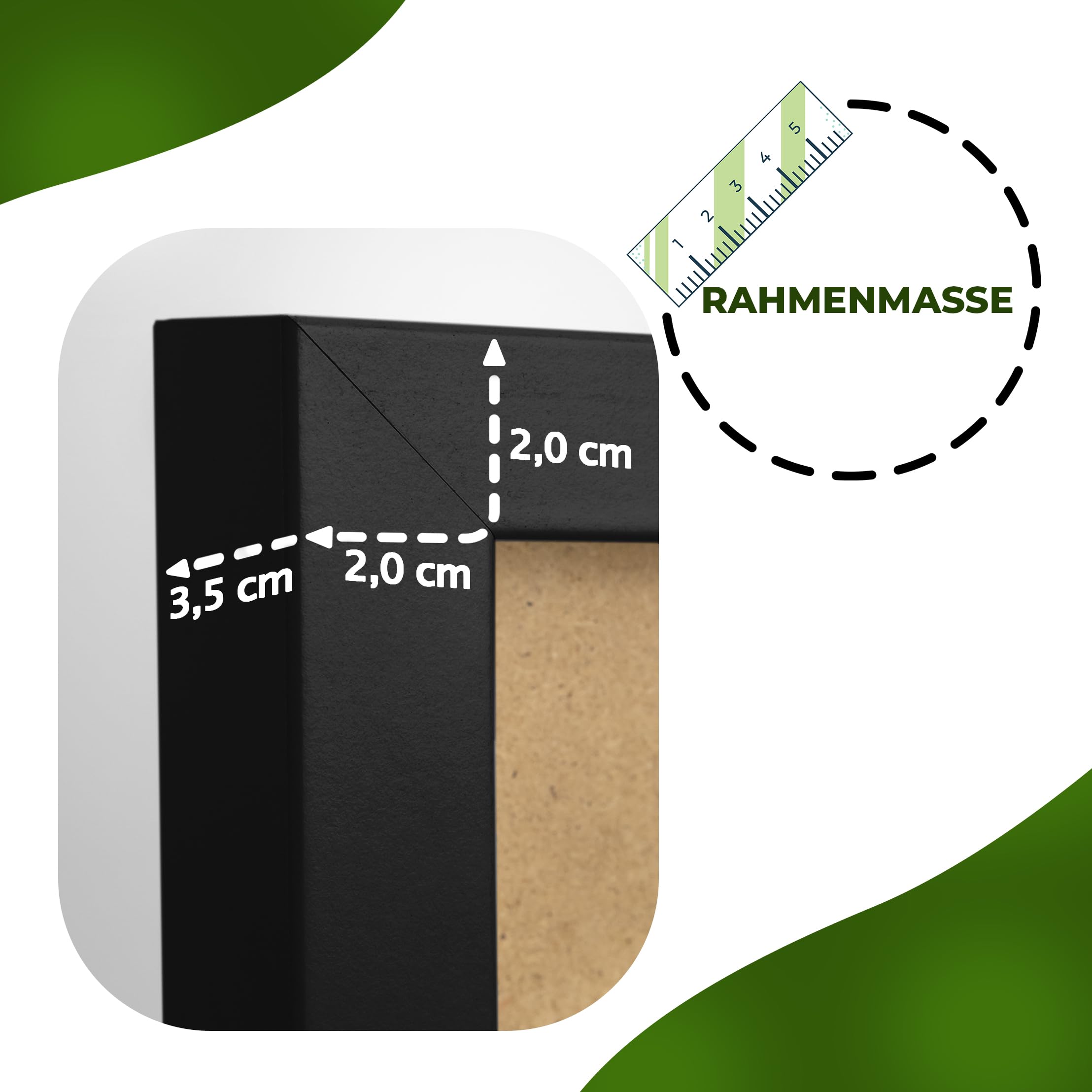 Moosbild DIY versch. Größen (Fifty Fifty Design, Holzrahmen: schwarz, 55 x 55 cm)