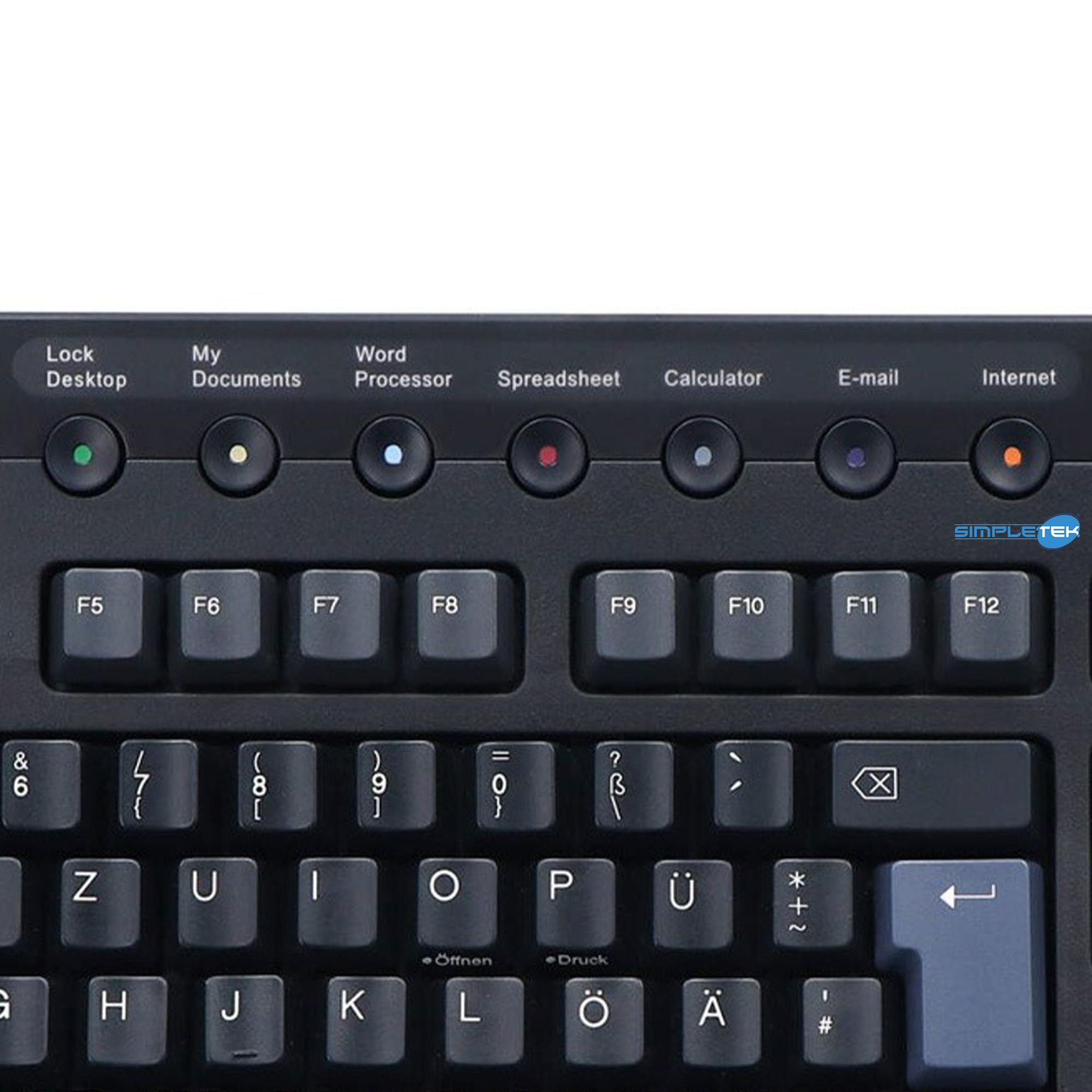 SIMPLETEK - Tastiera Multimediale USB AZERTY Belga BE Hub Poggiapolsi Nera | Tastiera programmabile USB con layout AZERTY belga, hub USB integrato per periferiche, poggiapolsi e profilo multimediale