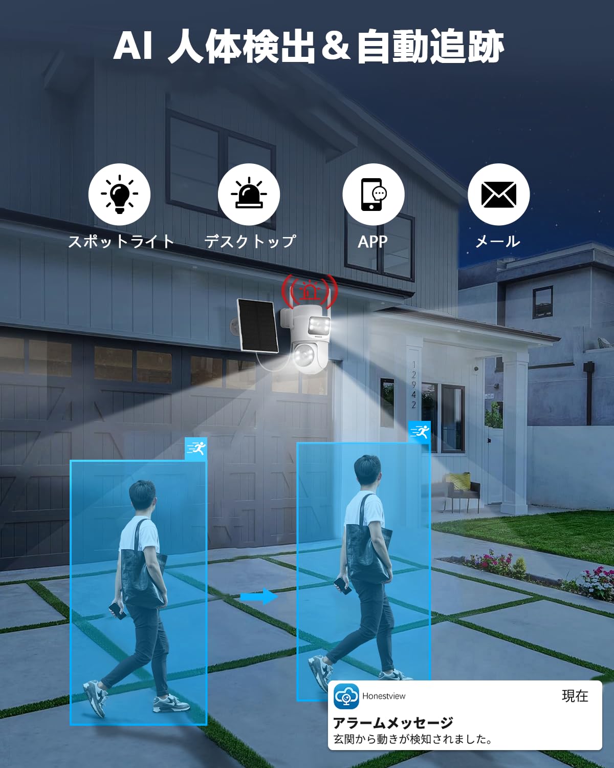 Amazon.co.jp: 【ソーラーパネル給電・双方向通話・二つ監視画面