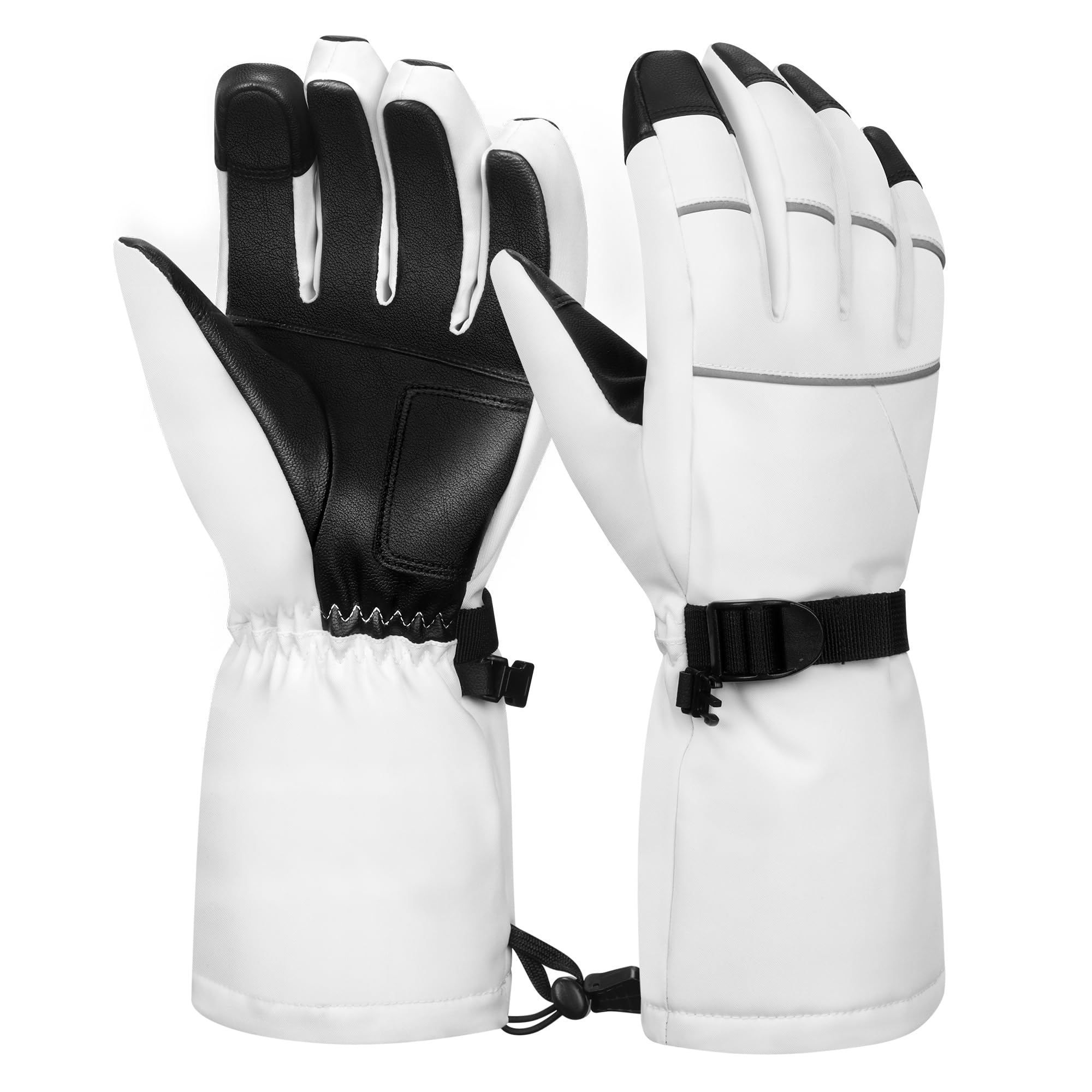 BLUEVER Guanti da Sci Impermeabili Termici, Touchscreen Antivento per Uomo Donna, per Sci, Snowboard, Ciclismo, Corsa in Inverno
