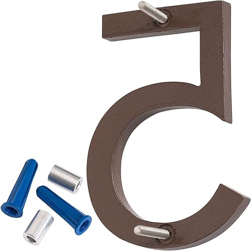 Miniatura 5 de Montague Metal Products MHN-06-F-SD2-2 Números de casa de dirección flotantes modernos de aluminio cepillado sólido, 6 pulgadas, arena recubierta de