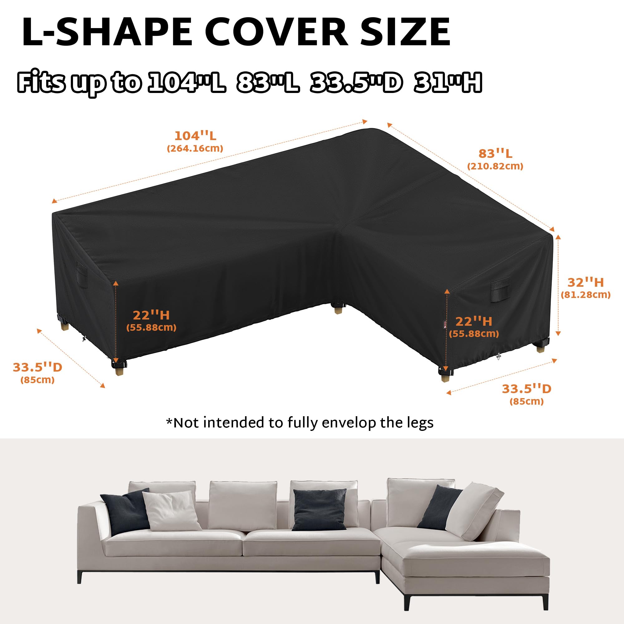 Amazon.com : iBirdie Outdoor Sectional Cover fit 104 x 83 inch L