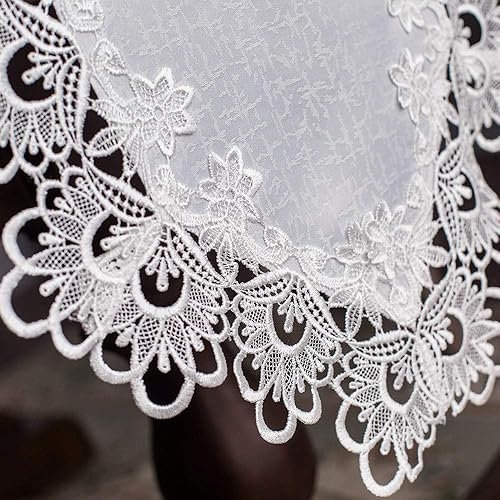 Miniatura 4 de ARTABLE Mantel rectangular de tela de encaje con borde de macramé, manteles de cocina bordados transparentes para elegantes mesas largas de