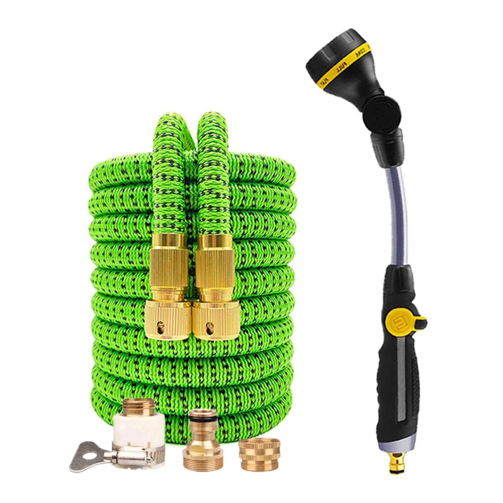 Pistola pulverizadora con manguera Boquilla, Manguera de agua jardín expandible con rociador giratorio y alta presión, sin torceduras, 17-125 pies(Hose Set 06,17FT)