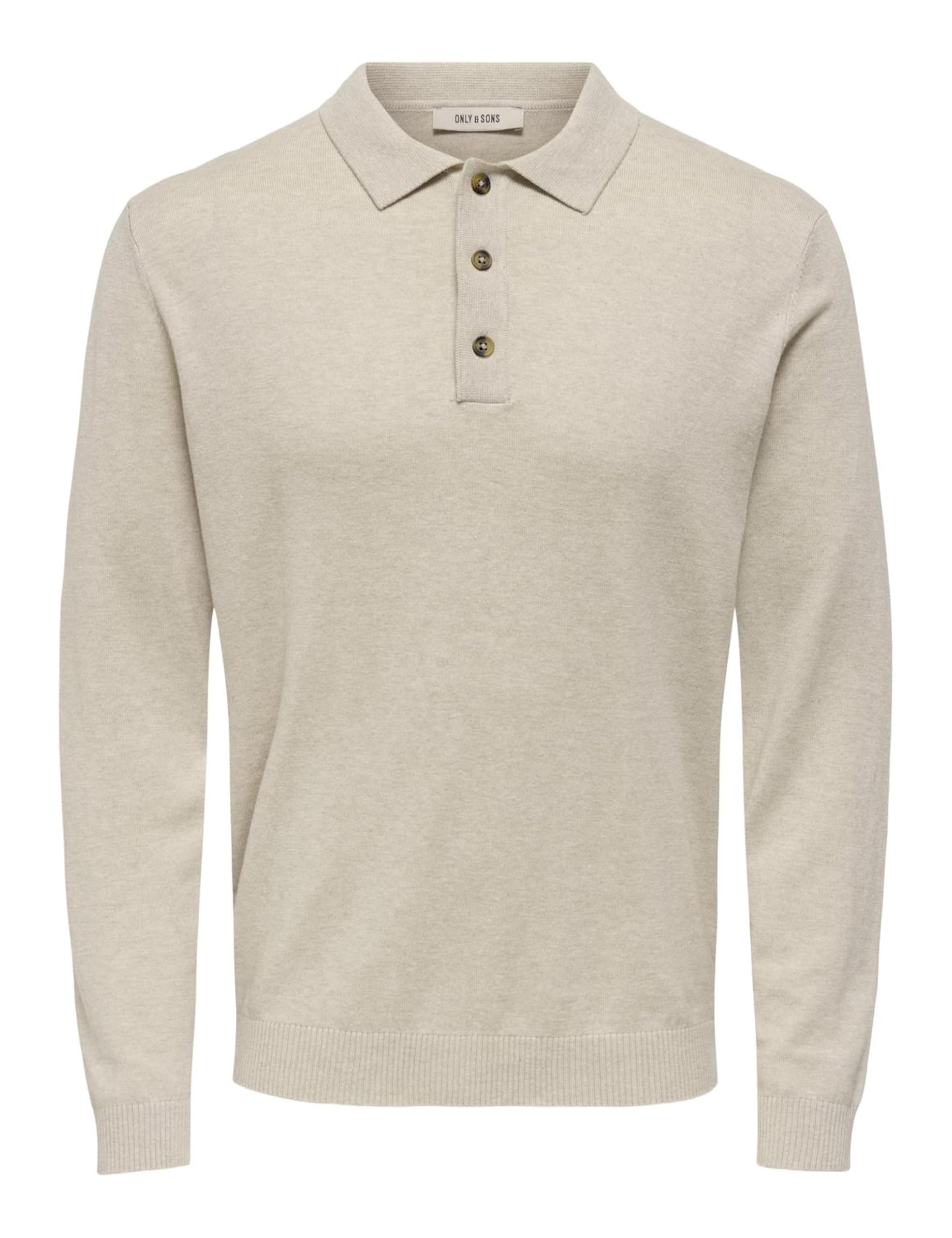 ONLY & SONS Onsloui Reg 12 LS Mel Polo Knit, Oatmeal, XXL