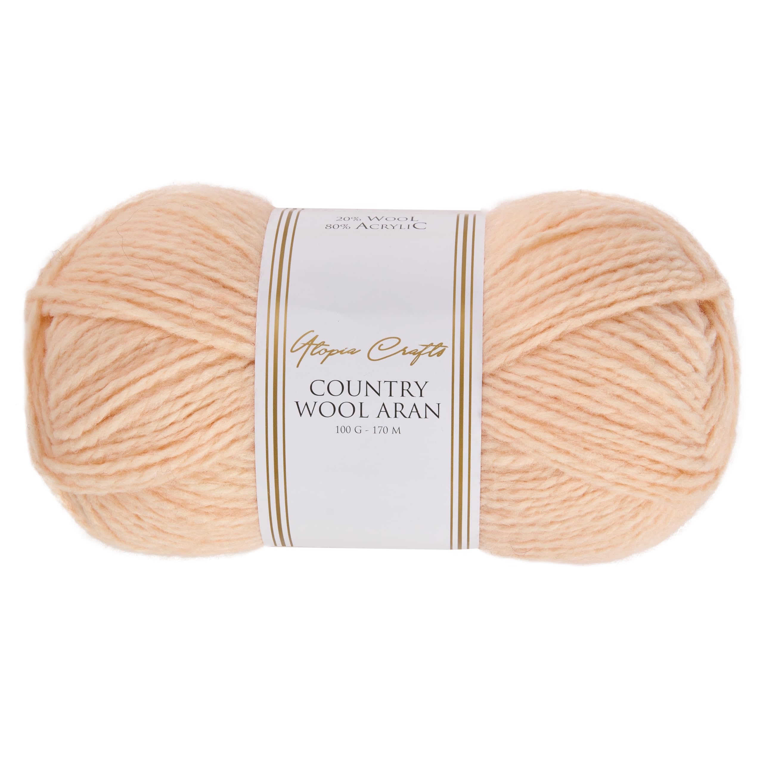 Utopia Crafts Country Wool Blend Aran Yarn for Knitting and Crochet 100g (Apricot Cream)