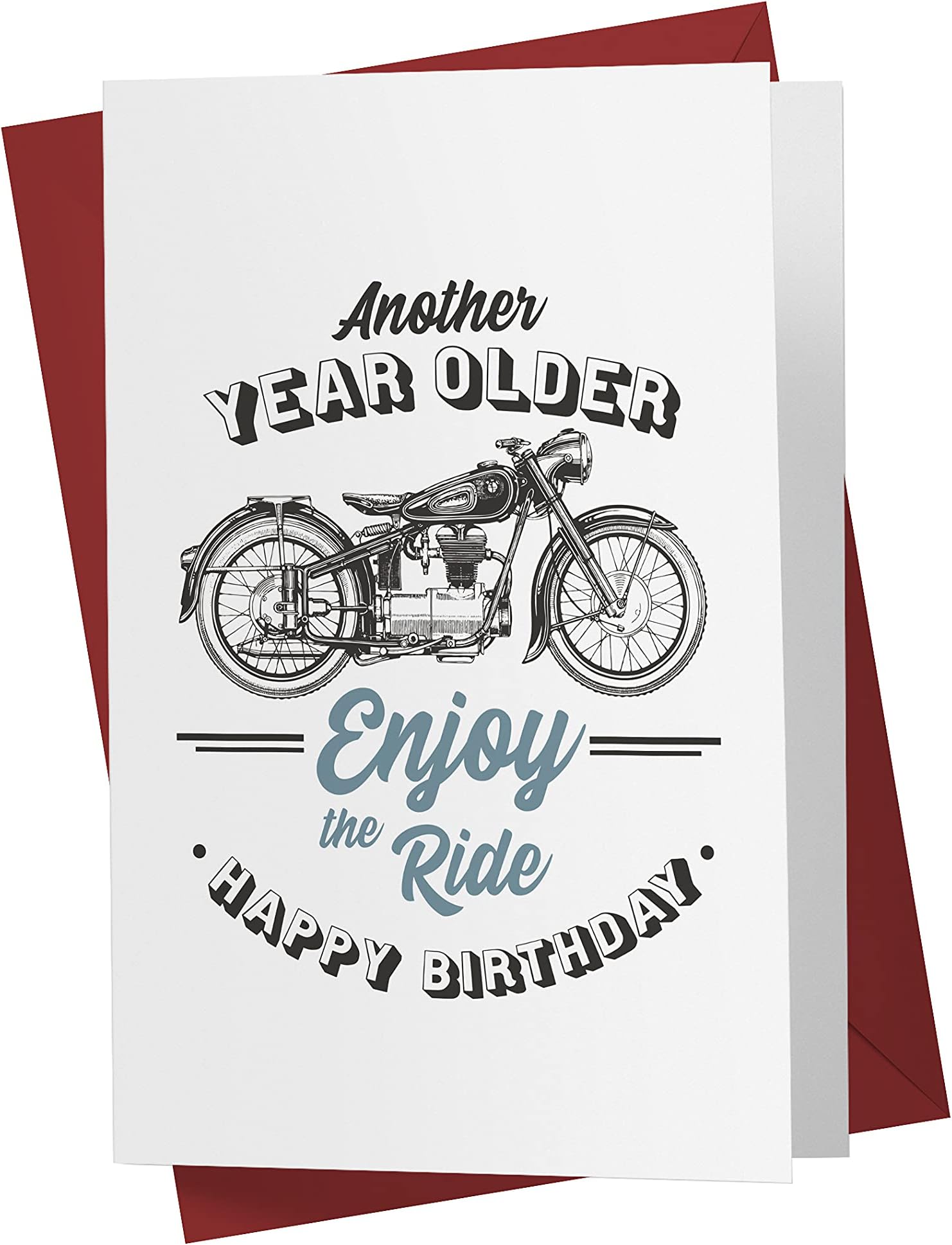 Karto Motorcycle Birthday Card for Men Women - Large 5.5x8.5 inch Biker Birthday Cards for Dad Brother Husband Boyfriend - 30th 40th 50th 60th - Enjoy the Ride