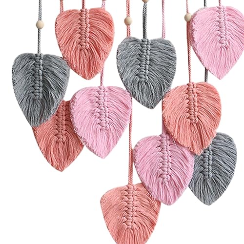 Miniatura 5 de Leefasy Tapiz tejido de macramé para colgar en la pared, decoración bohemia, adorno colgante de fondo con borlas de hojas, decoración de pared para