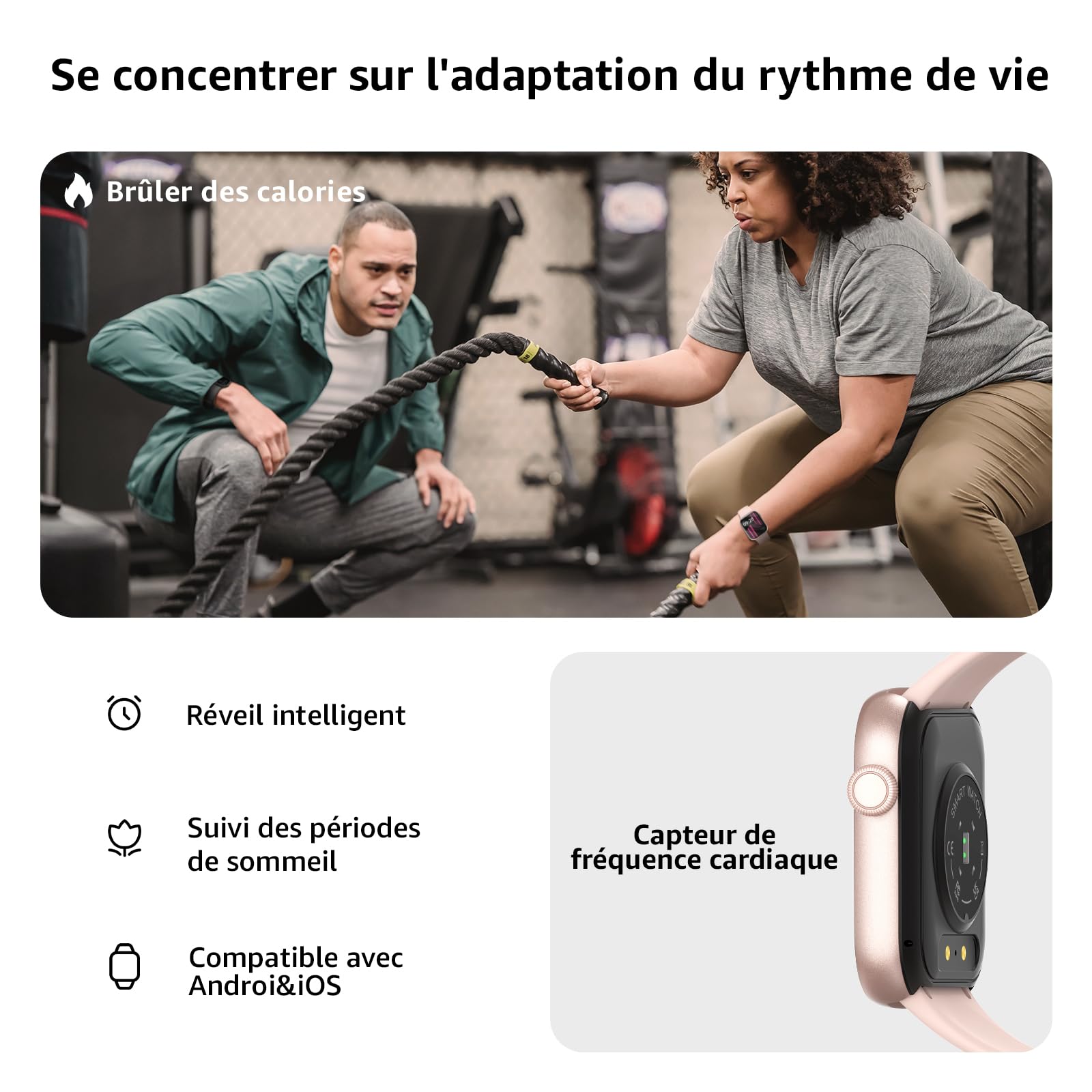 Montre Connectée Homme Femme, 1.85"HD Smartwatch avec Appel Bluetooth, Montre Connectee 140+Mode Sport Moniteur Sommeil/ Fréquence Cardiaque/Podomètre Etanche IP68 Montre Intelligente pour Android iOS