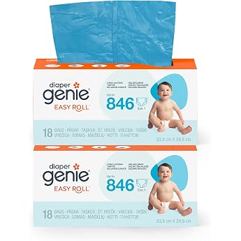 Diaper Genie - Pack of 2 Original Easy Roll Refills 2x18 Bags Compatible with Diaper Genie Platinum Nappy Bin - Odour Proof & Stable For 10 Months Nappies