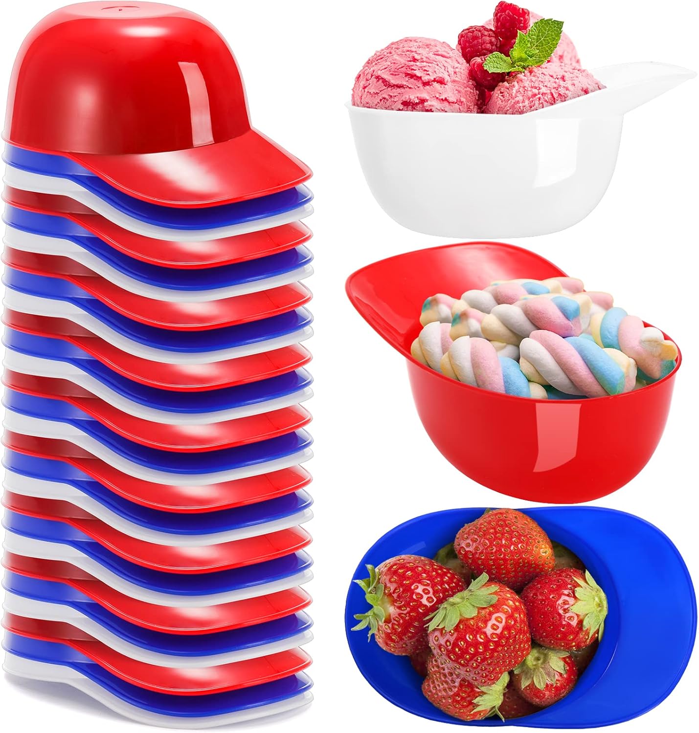 Fasmov 30 Pack Baseball Helmet Ice Cream Snack Bowl, 8 oz Mini Baseball Cap Bowls Kids Helmet