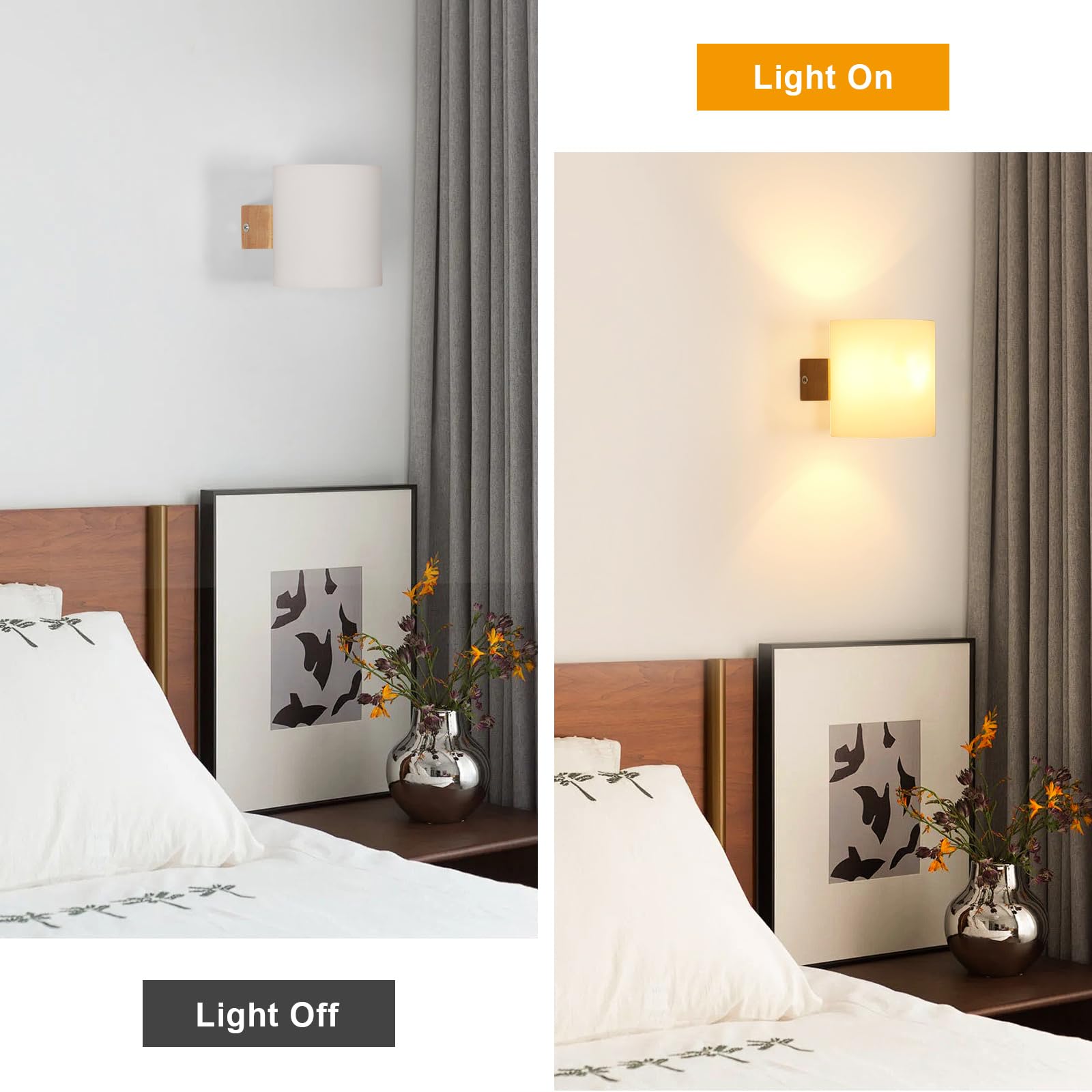 Tealight Applique da Parete Interno Vintage, Lampada LED Parete Legno, Camera da Letto Lampada a Muro E27 Illuminazione per Soggiorno Corridoio Scale Ristorante