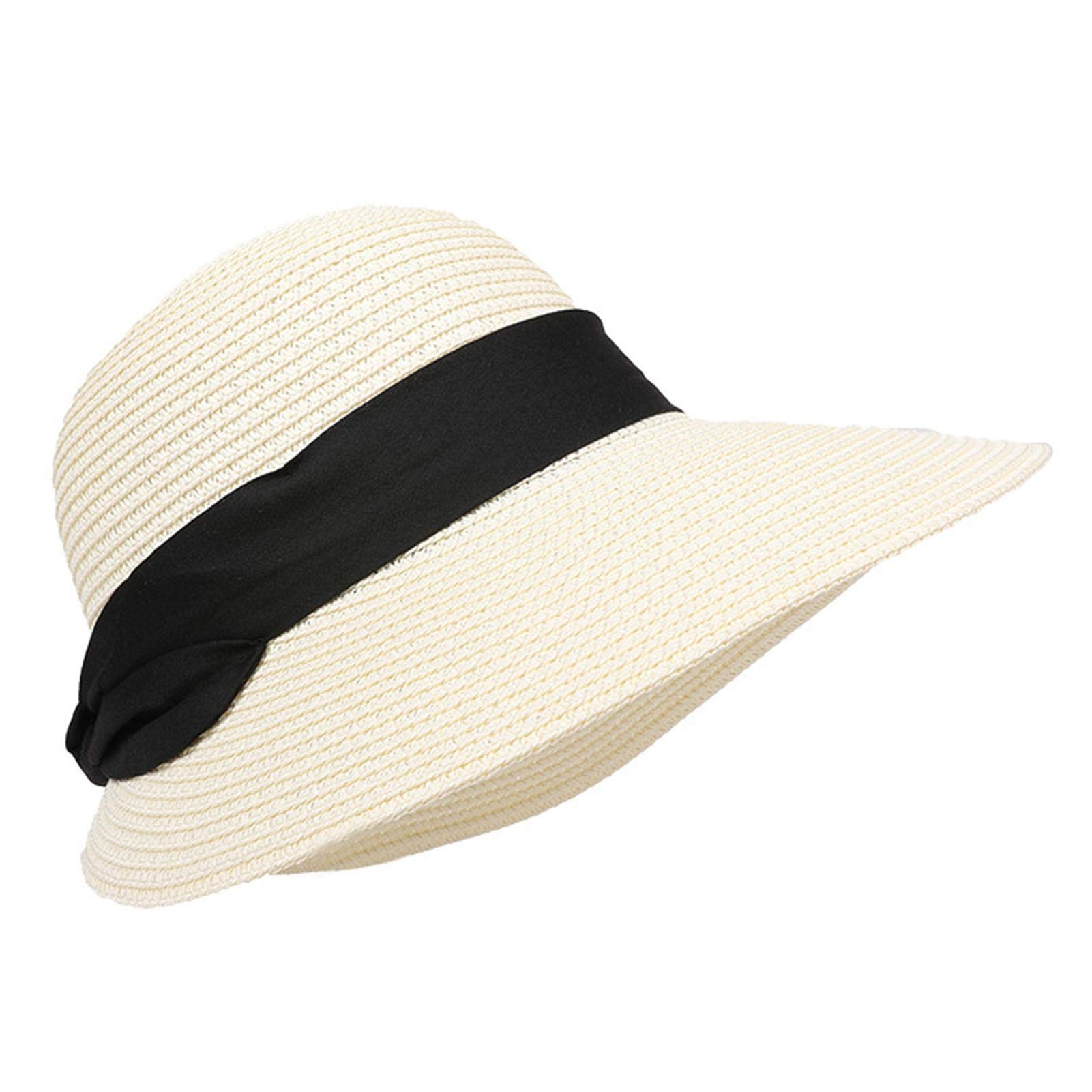 Virtcooy Paja Mujer Sol - Paja Beach Sun para Mujer | Sombreros Paja Playa Paja ala Ancha para Mujer