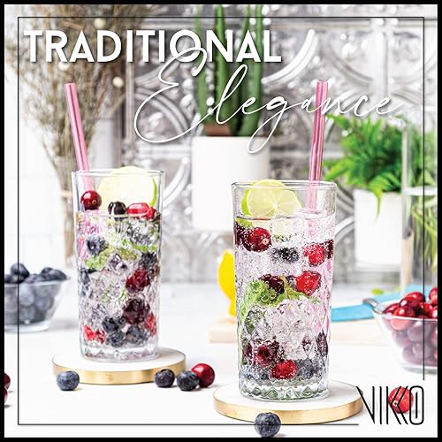 Miniatura 7 de Vikko Vaso para beber juego de 12 vasos altos para bebidas de 1225 onzas vasos altos para bebidas de 1225 onzas vidrio Collins apto para lavavajillas