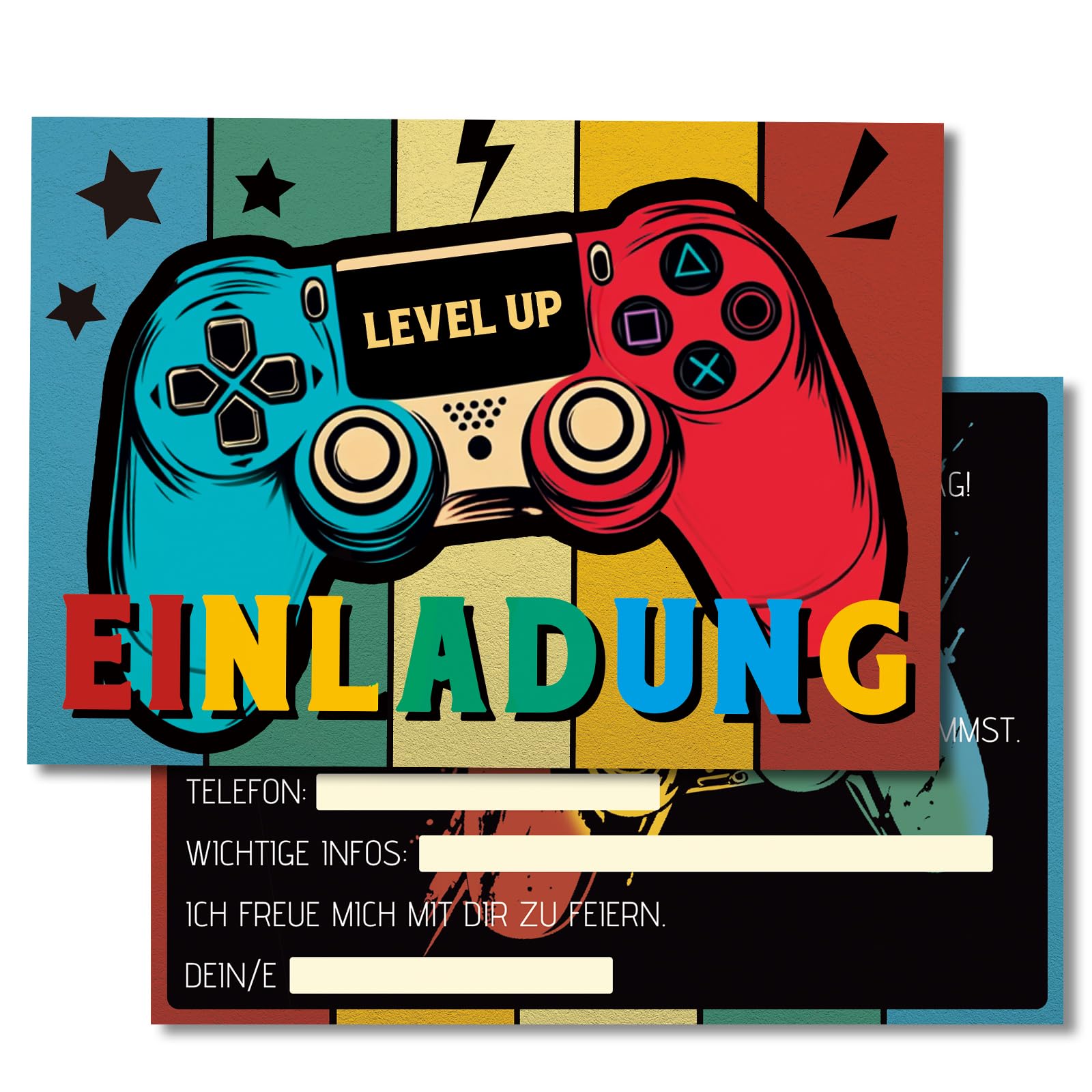 Luckeey 12x Einladungskarten Kindergeburtstag Junge Mädchen, Geburtstag Party Karten, Geburtstagseinladungen für Einladung Kindergeburtstag Junge