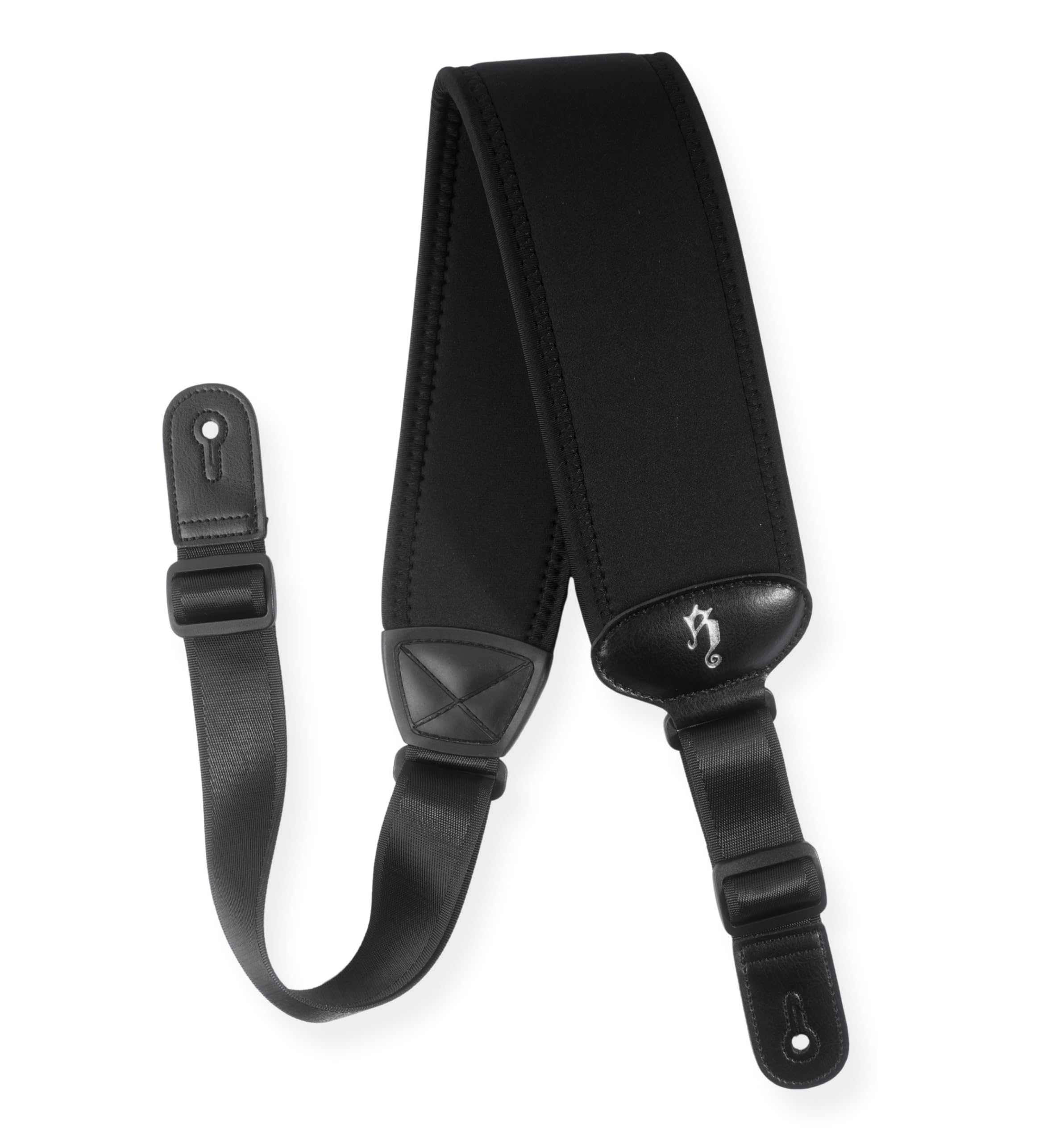 rockyou Tracolla per chitarra in neoprene con cuscino Ergo-Spread | Sollievo della pressione sulla spalla, include 6 plettri e serrature, design ergonomico curvo, estremità in pelle resistente