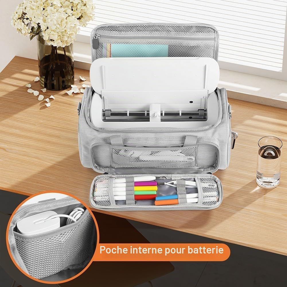 Étui de transport étanche élégant pour machines de découpe Cricut Joy Xtra, avec bretelles compatibles avec les accessoires Cricut Joy Xtra, Voir image, Gray