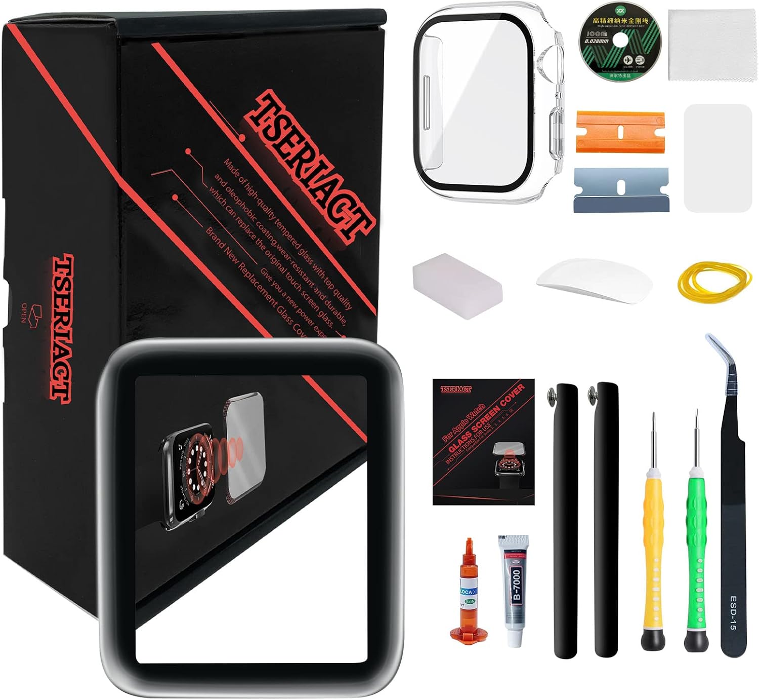 Compatible with Apple Watch Glass Replacement & Series2/3 38mmScreen Front Glass Breakage Replacement Repair Kit (No LCD Screen & Touch Digitizer) (Series 2/3 38mm)