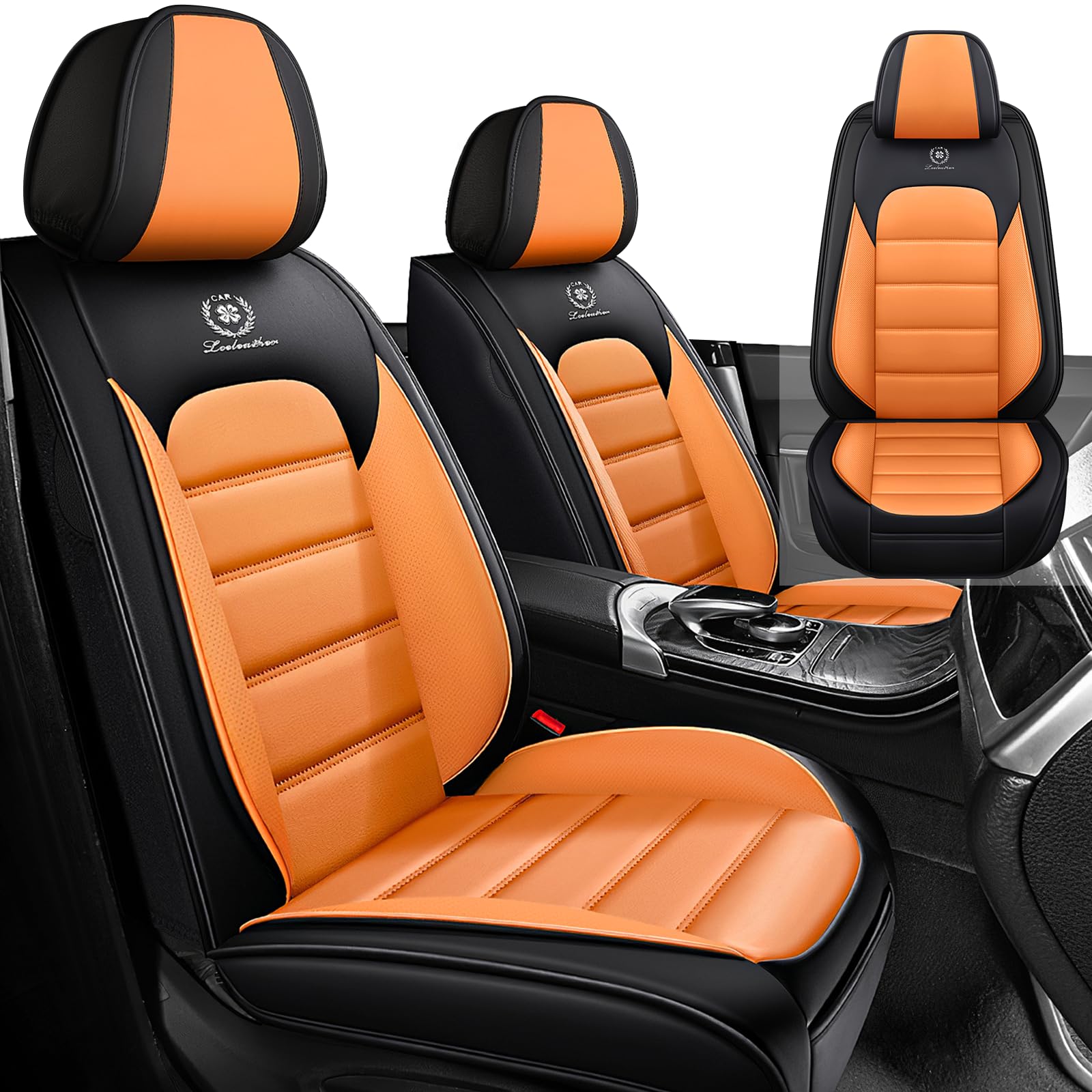 SARISKA Car Seat Covers For Honda Pilot 2003-2025 - Waterproof Faux Leather Front Set (Black & Coffee)