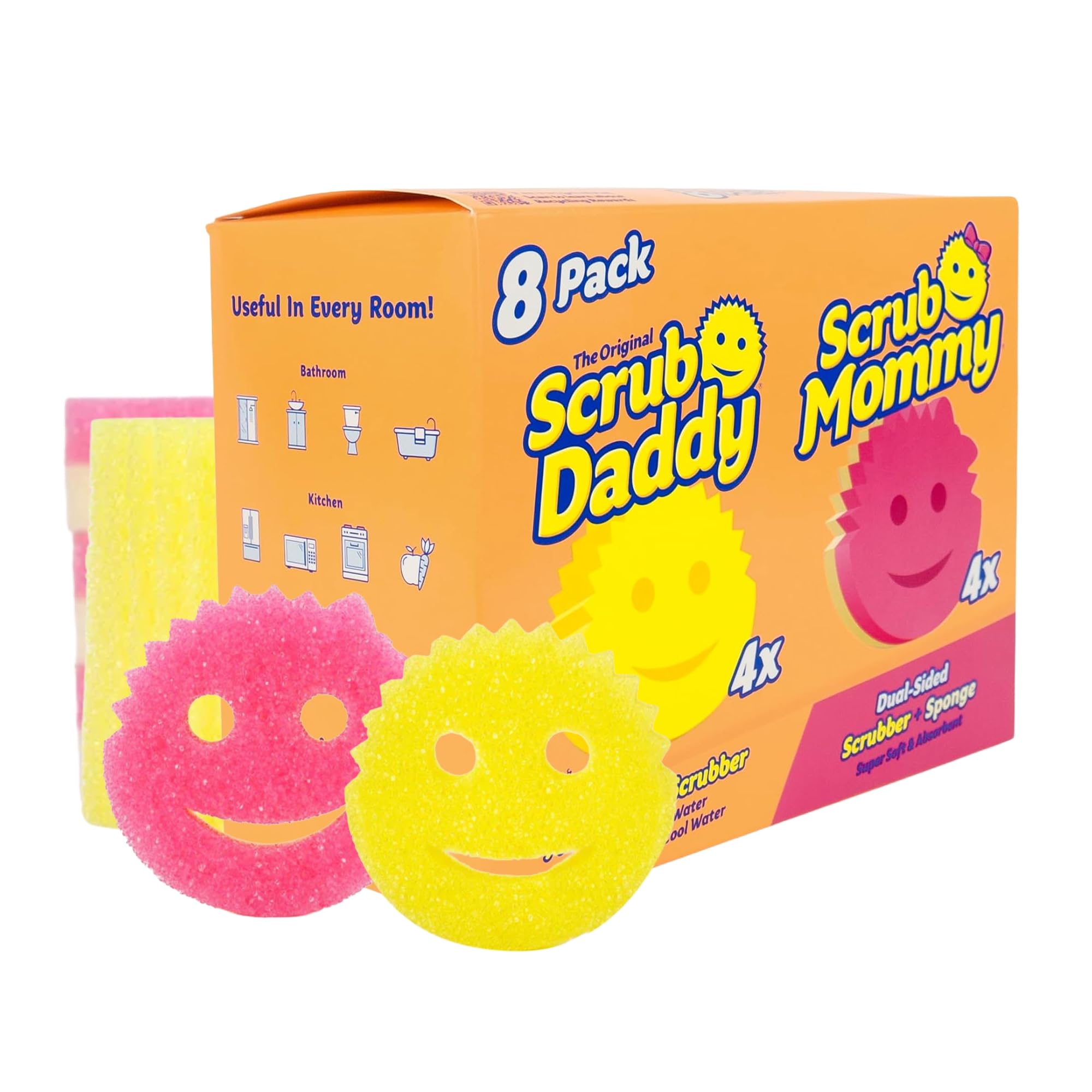 Scrub Daddy Original + Scrub Mommy Dish & Kitchen Sponges, 8 Pack
