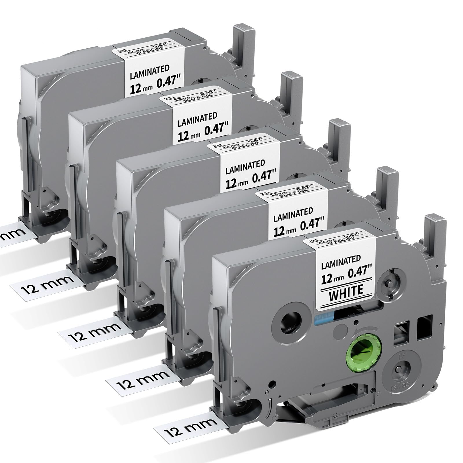 TZe-231 Replace for 12mm 0.47 Laminated White Brother P Touch Label Tape