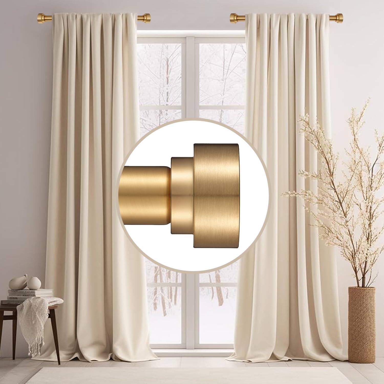 Kurze Gardinenstange, 30,5–50,8 cm, Teleskop-Seitenvorhangstangen, 2,5 cm Stange, verstellbare Metall-Gardinenstange, Warm Gold Küche,