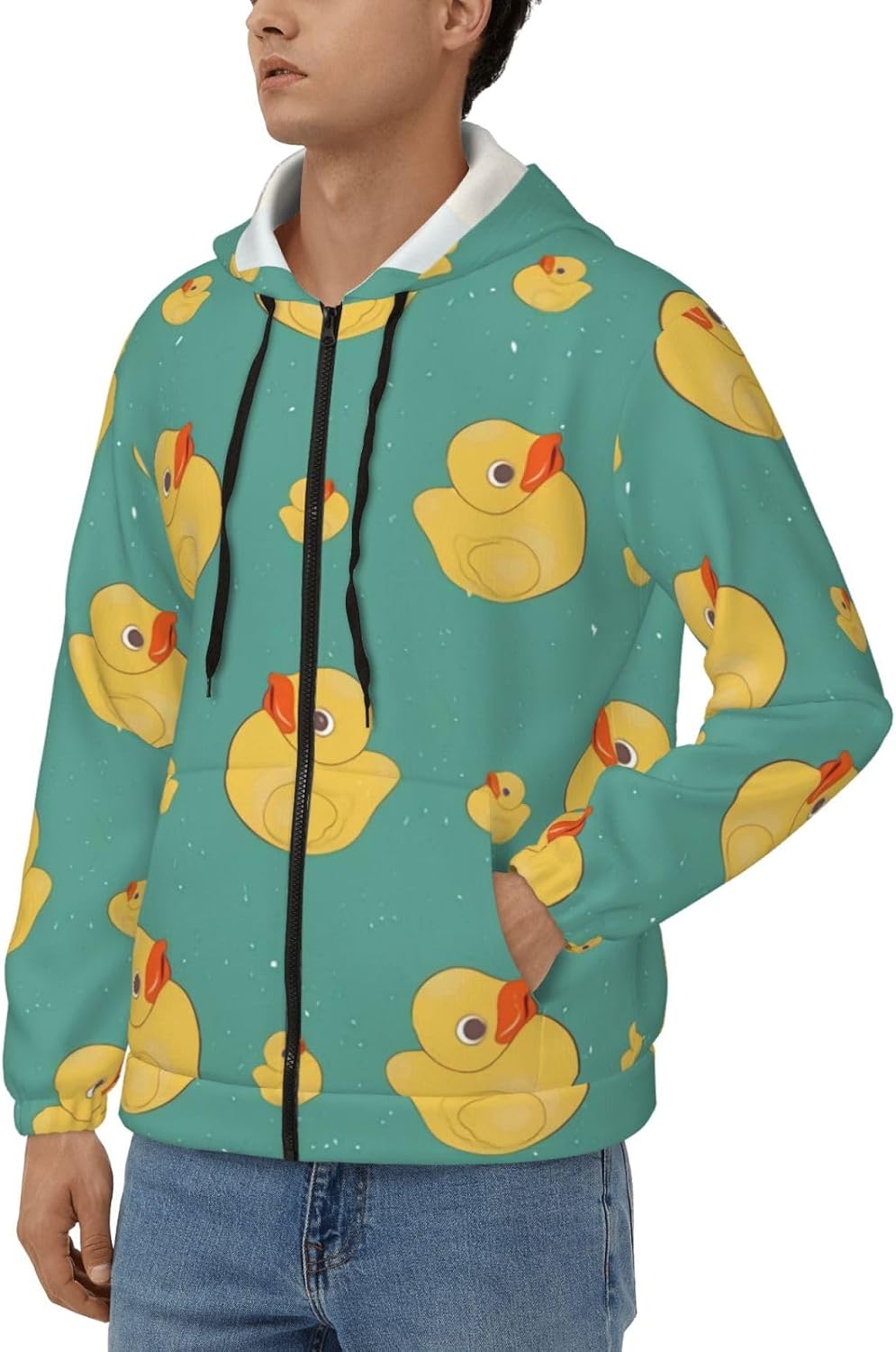 パーカー メンズ 長袖 アヒル 鴨柄 秋服 冬服 厚手 ジップ トレーナーカジュアル トップス フード付き スウェット