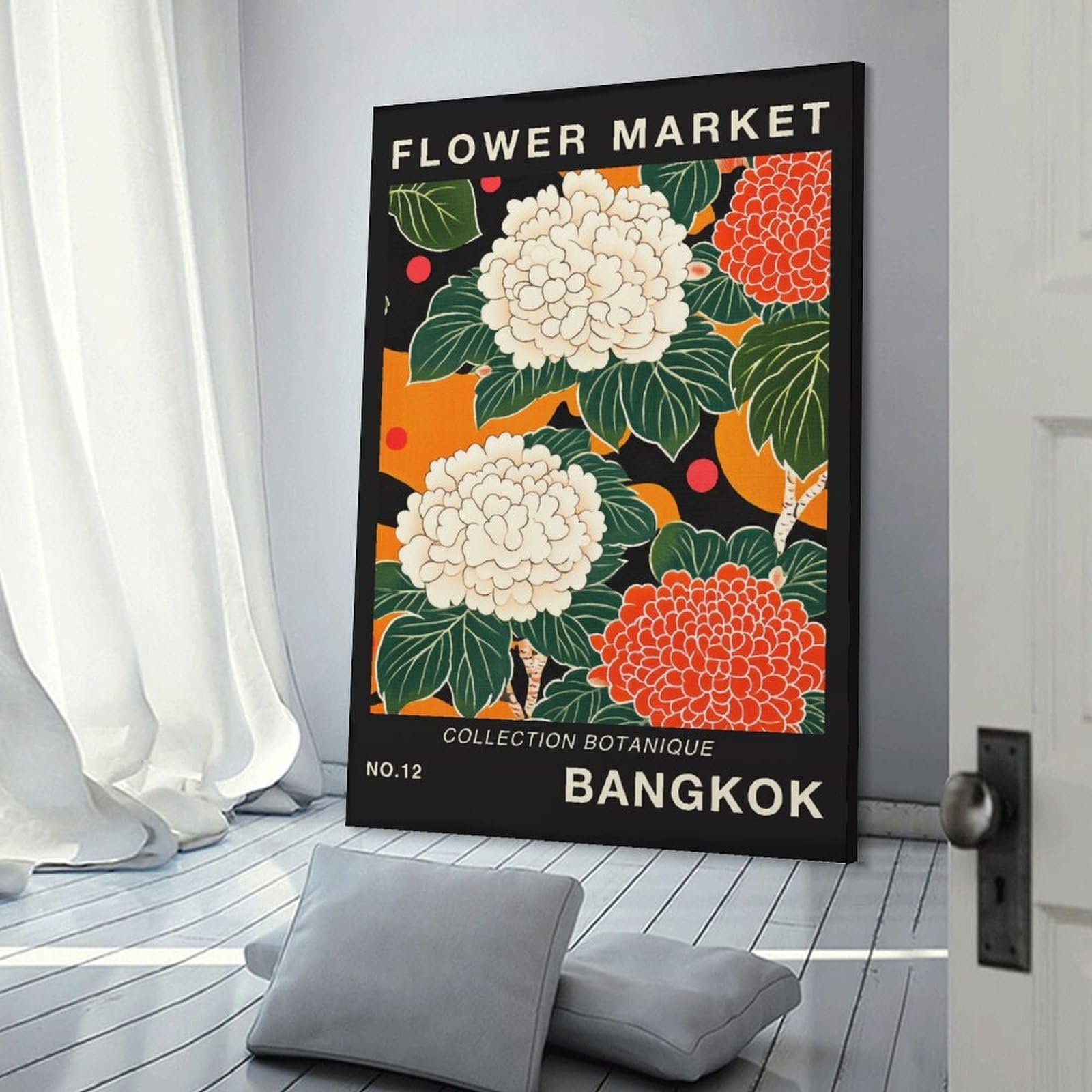Junmoney Bangkok Flower Market Print Hanging Wall Art, 20x30inch(50x75cm), for Gallery Wall Decor And Room Displays, Home Wall Art for Statement Displays