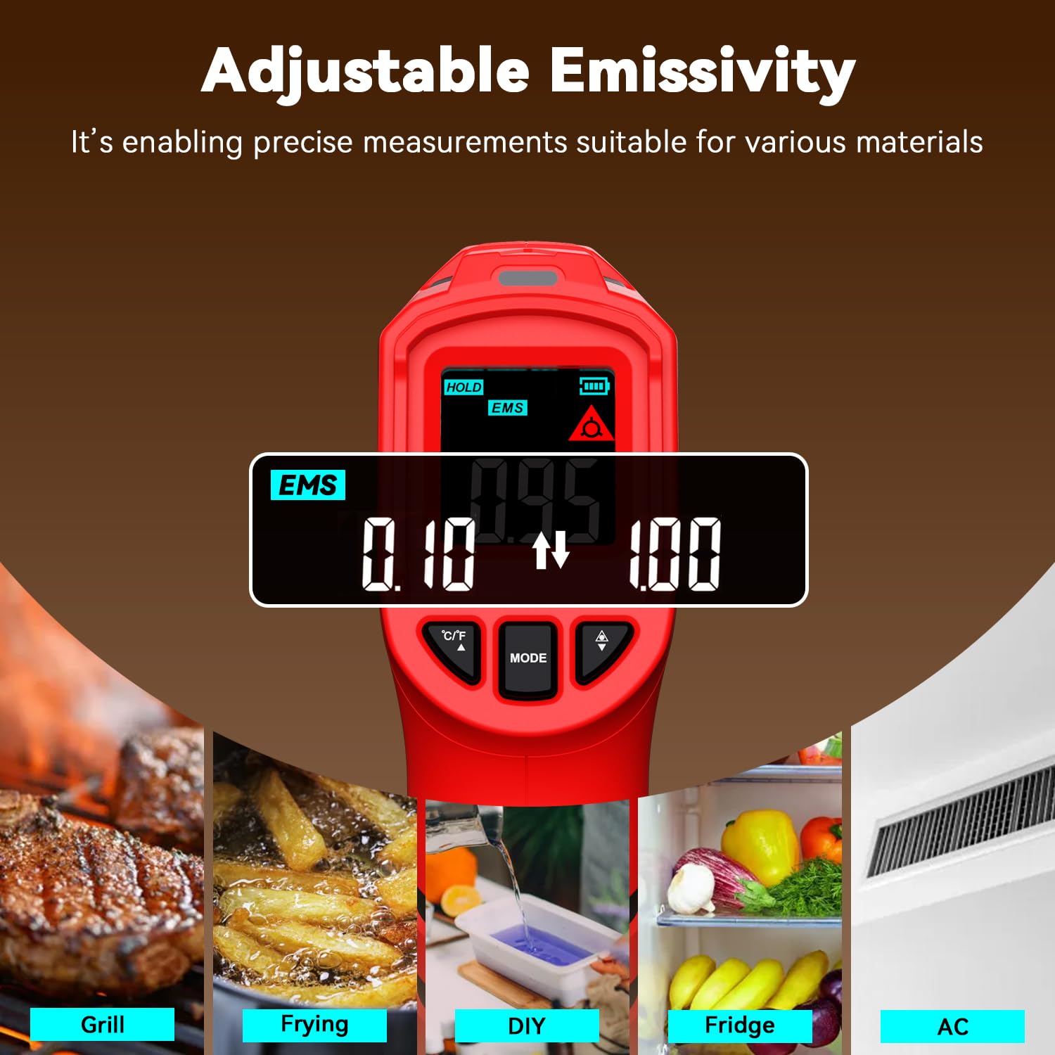 Thermomètre Laser Infrarouge Wintact - Pistolet De Température Sans Contact Pour Cuisine, Four, Barbecue Et CVC