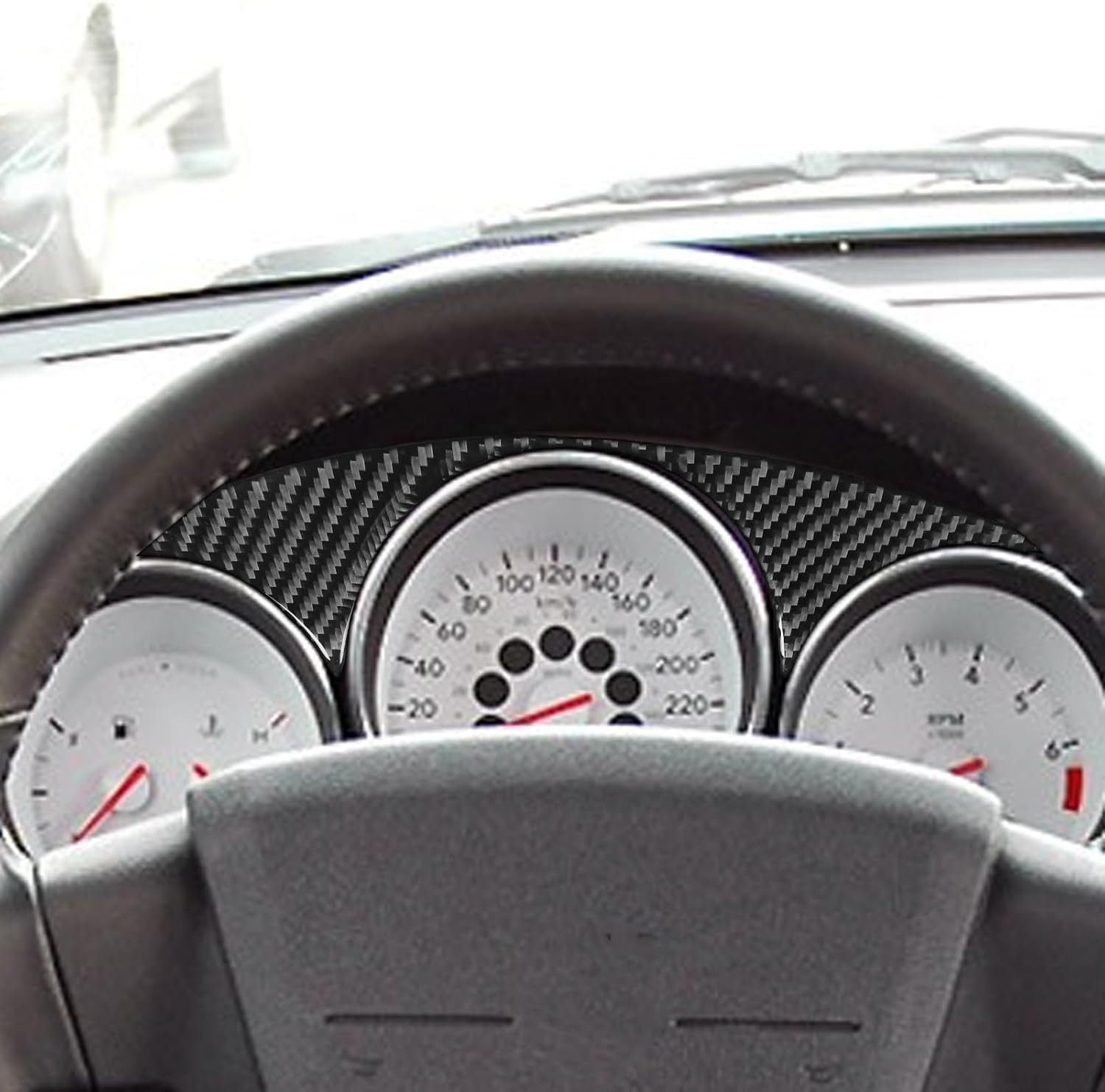 Real 3K Carbon Fiber Car Speedometer Frame Cover Sticker Dashboard Trim Fuel Gauge Decal Interior Compatible with Dodge Caliber 2007 2008 3D Effect Car Accessories