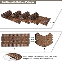 Vista 3 de Sendero de madera para jardín de 7 pies con superficie antideslizante, camino de madera enrollable, camino rústico, adoquines decorativos para patio