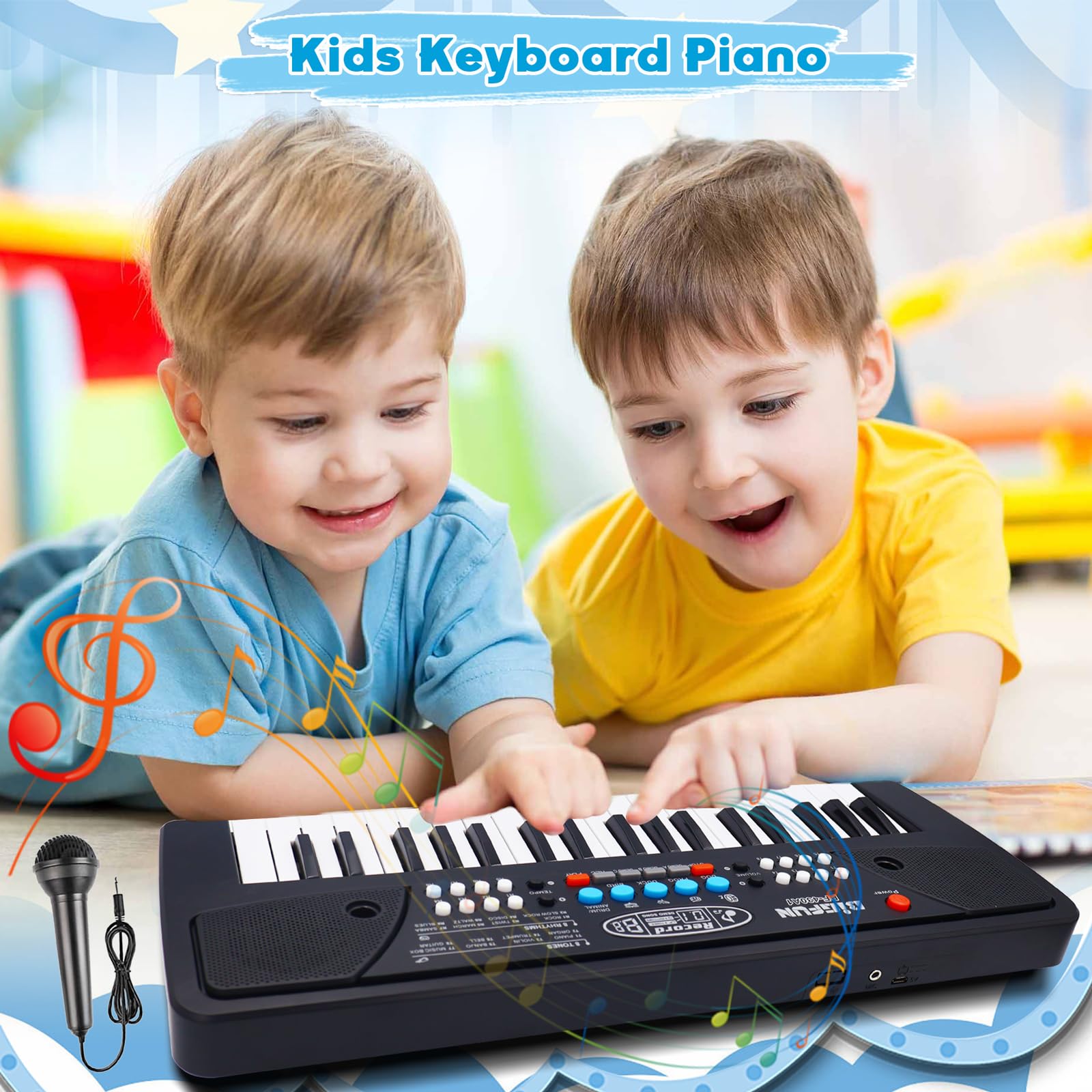 Pianotoetsenbord voor kinderen, 37 toetsen, piano voor kinderen, muzikale piano met microfoon, draagbaar leren educatief kerstverjaardagscadeau speelgoed voor 3, 4, 5, 6, 7, 8 jaar, meisjes, jongens Pianotoetsenbord voor kinderen, 37 toetsen, piano voor kinderen, muzikale piano met microfoon, draagbaar leren educatief kerstverjaardagscadeau speelgoed voor 3, 4, 5, 6, 7, 8 jaar, meisjes, jongens