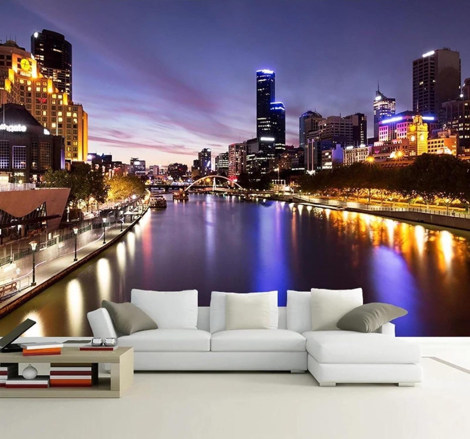 XLMING Aesthetic Urban Architecture Nightscapes Spaces Art 3D Wallpaper Silky Texture Home Study Office Grey Dining Room Sofa Bedroom Living Room TV Backdrop-430cm×300cm