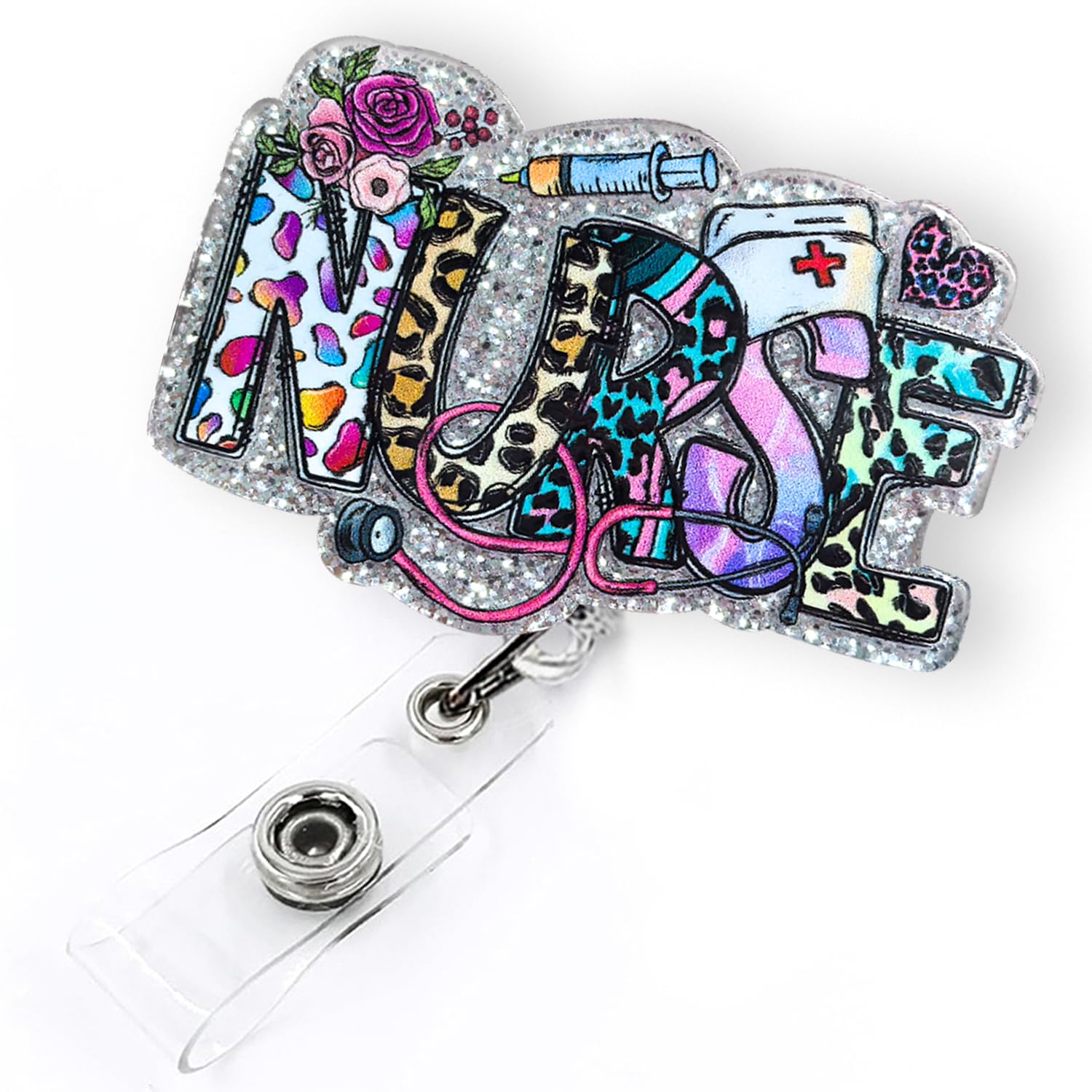 Nurse Badge Reel, Badge Reel Nursing, Funny Nurses Week Gifts ID Name Badge Holder with Alligator Clip & 24” Durable Nylon Cord for Nurse Nursing